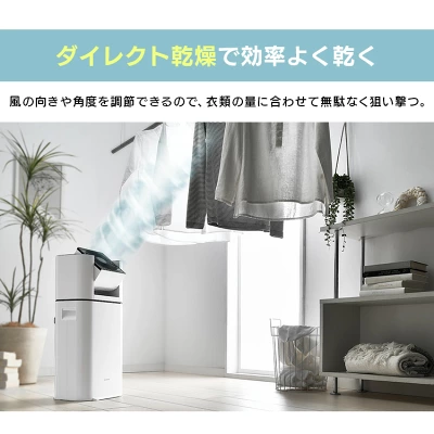 除湿機+サーキュレーターでの部屋干しレイアウト例