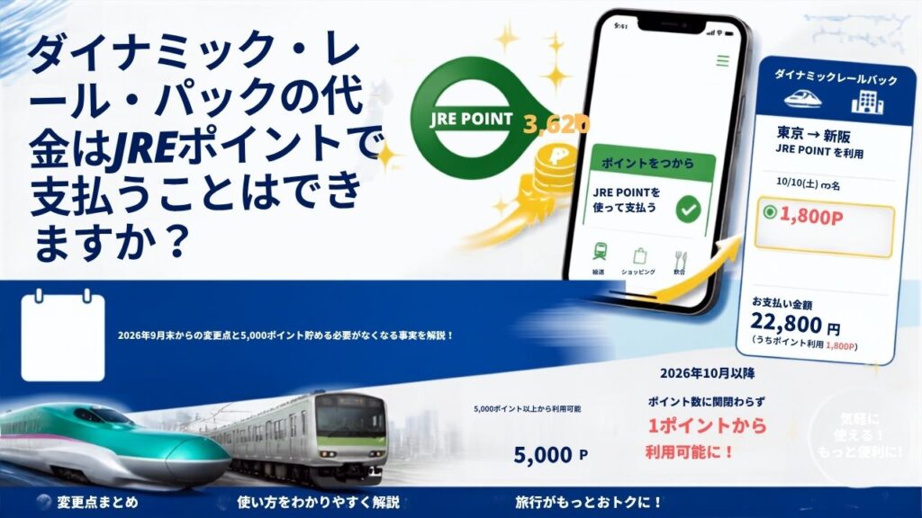 ダイナミックレールパックはJRE POINTで払える？2026年9月末からの変更点と、5,000ポイント貯めなくてよくなる話
