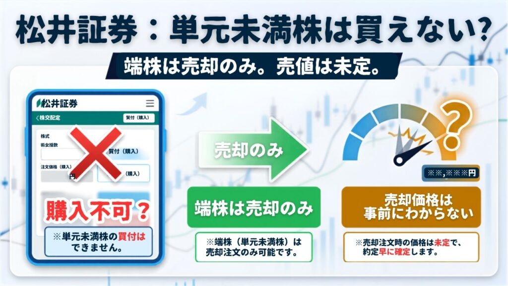 松井証券は1株から買えない。単元未満株が売却専用である理由と、売値が事前に分からない仕組み