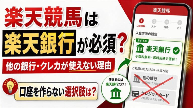 楽天競馬は楽天銀行が必須？他の銀行・クレジットカードが使えない理由と、口座を作らない選択肢