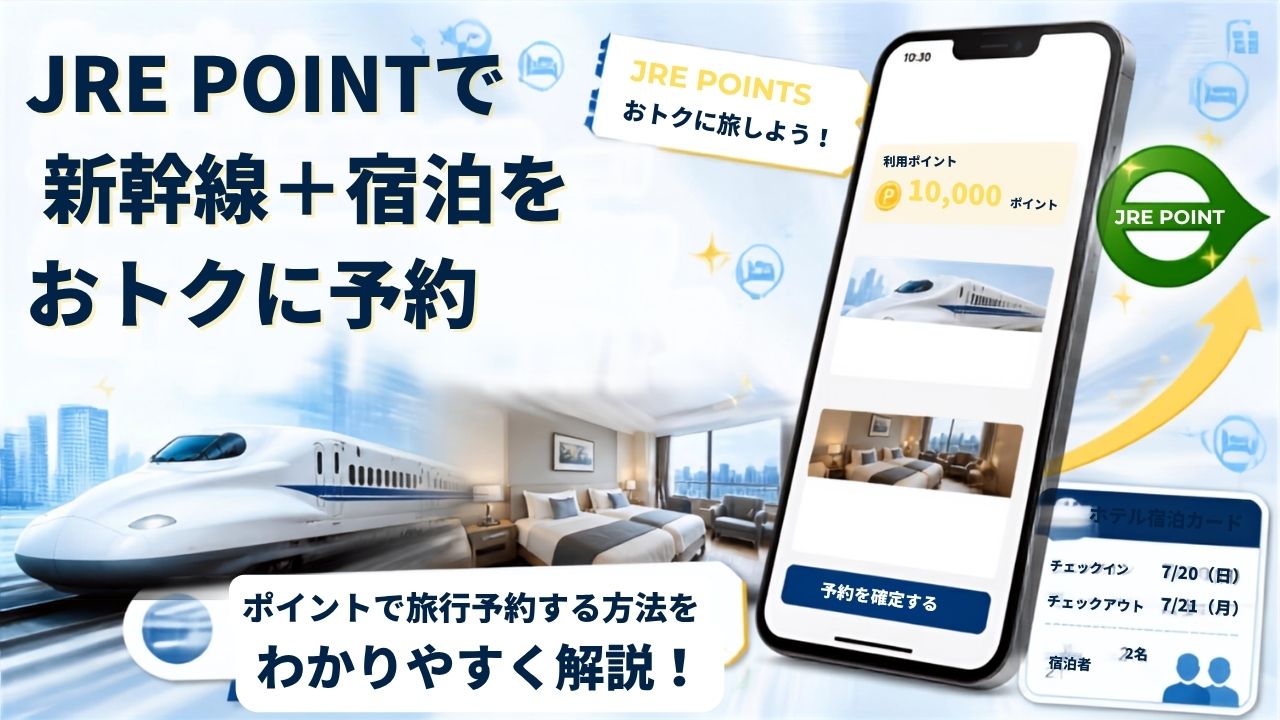 JRE POINTを使って新幹線と宿を予約するイメージ