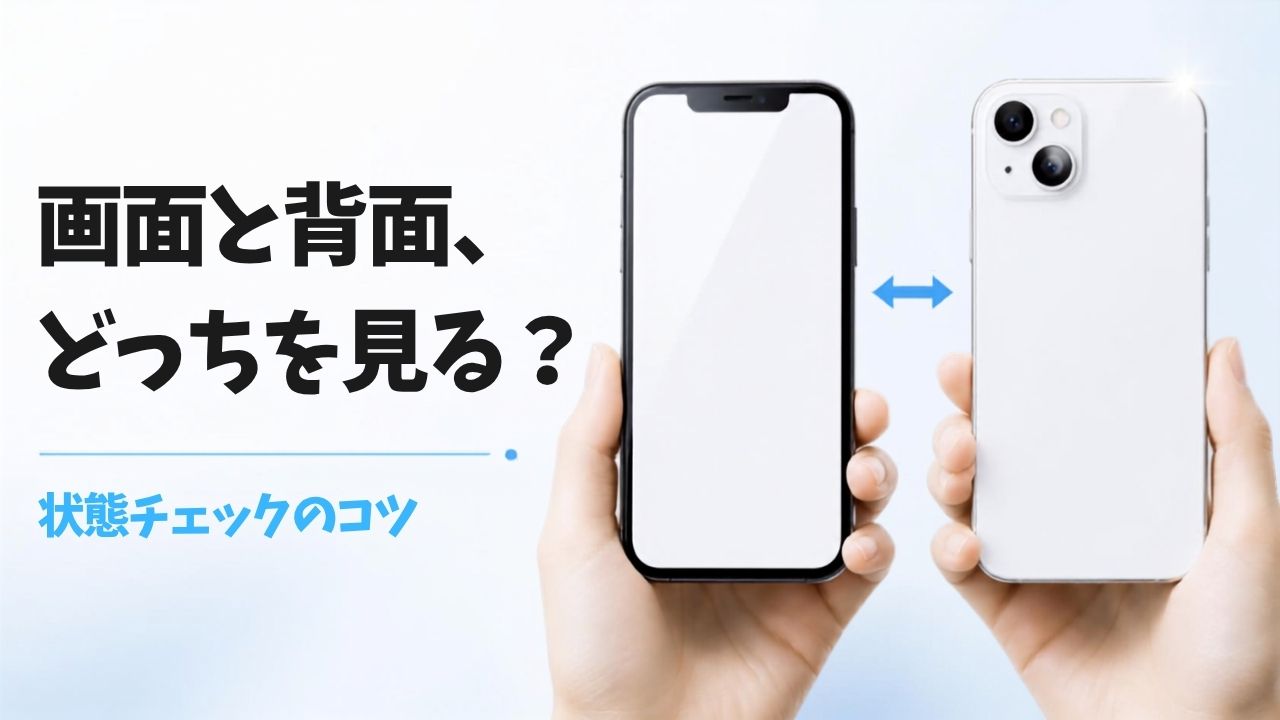 スマートフォンの画面と背面の状態を見比べているイメージ
