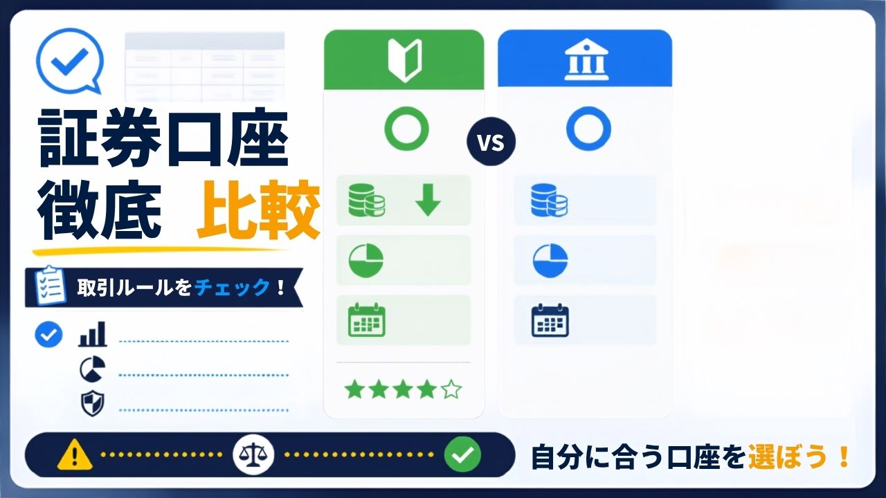 取引ルールを確認しながら証券口座を比較するイメージ