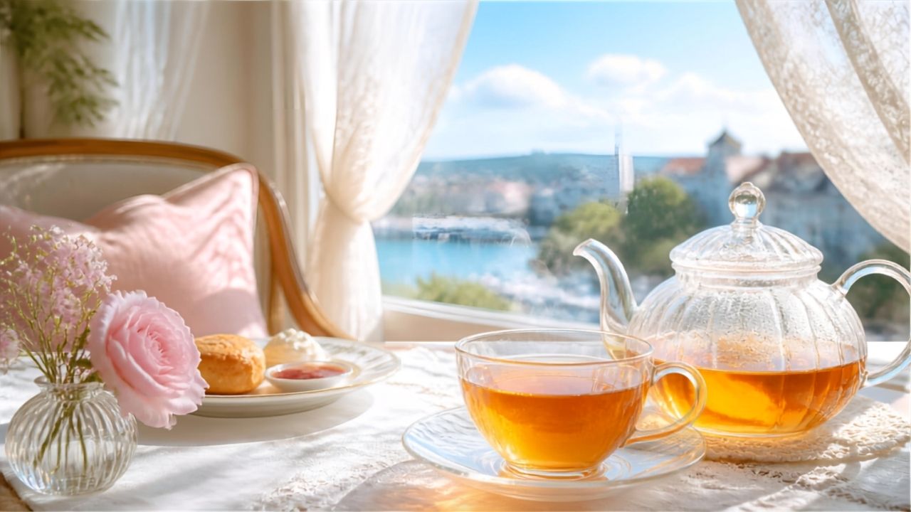 窓際の席で紅茶をおかわりしながら過ごす午後