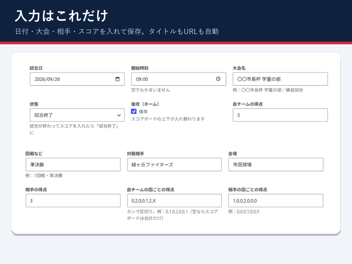 kyujin 野球チーム向けWordPressテーマ